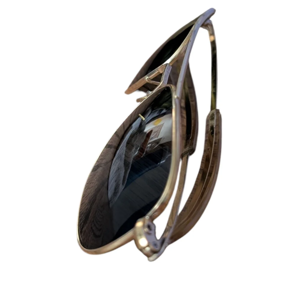 Randolph Engineering Inc. Vintage Gold and Black Aviator Sunglasses